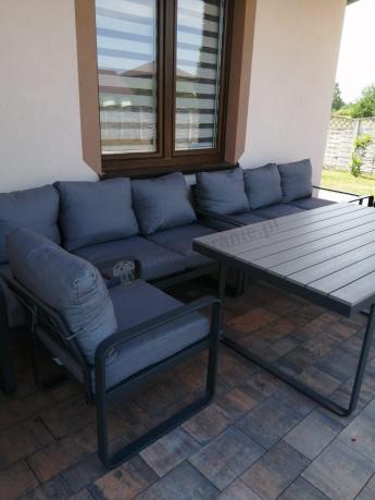 Meble ogrodowe dla 8 osób - sofy 175cm, fotele, stół obiadowy 160cm - Panaon Grande GG