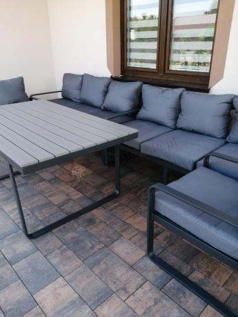 Meble ogrodowe dla 8 osób - sofy 175cm, fotele, stół obiadowy 160cm - Panaon Grande GG