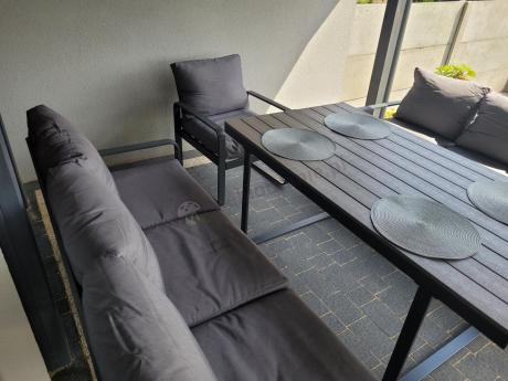 Meble ogrodowe dla 8 osób - sofy 175cm, fotele, stół obiadowy 160cm - Panaon Grande GG