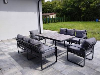 Meble ogrodowe dla 8 osób - sofy 175cm, fotele, stół obiadowy 160cm - Panaon Grande GG