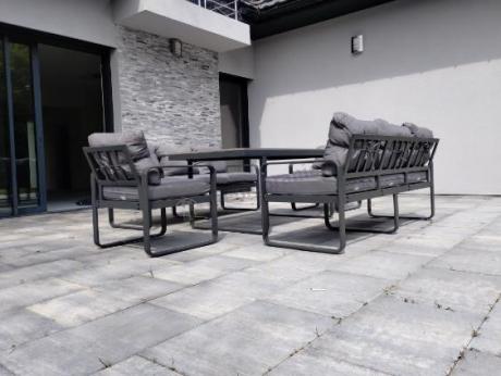 Meble ogrodowe dla 8 osób - sofy 175cm, fotele, stół obiadowy 160cm - Panaon Grande GG