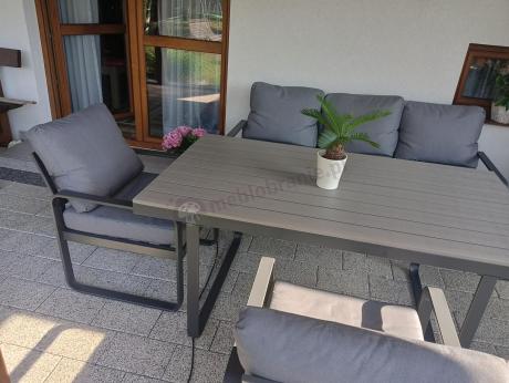 Meble ogrodowe dla 8 osób - sofy 175cm, fotele, stół obiadowy 160cm - Panaon Grande GG