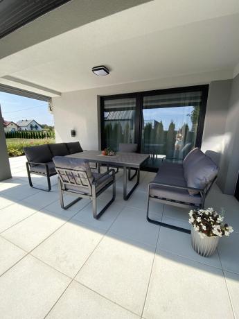 Meble ogrodowe dla 8 osób - sofy 175cm, fotele, stół obiadowy 160cm - Panaon Grande GG