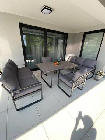 Meble ogrodowe dla 8 osób - sofy 175cm, fotele, stół obiadowy 160cm - Panaon Grande GG