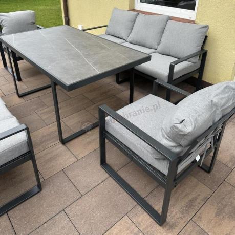 Meble ogrodowe dla 8 osób - sofy 175cm, fotele, szklany stół 160cm - Panaon Grande Elite LG