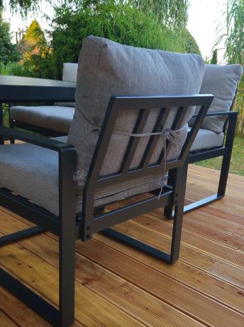 Meble ogrodowe dla 8 osób - sofy 175cm, fotele, szklany stół 160cm - Panaon Grande Elite LG