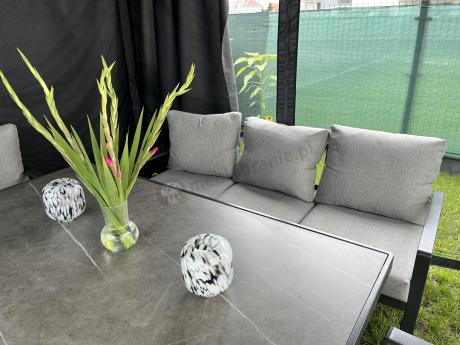 Meble ogrodowe dla 8 osób - sofy 175cm, fotele, szklany stół 160cm - Panaon Grande Elite LG