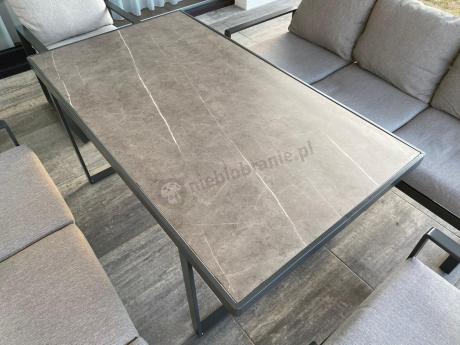 Meble ogrodowe dla 8 osób - sofy 175cm, fotele, szklany stół 160cm - Panaon Grande Elite LG