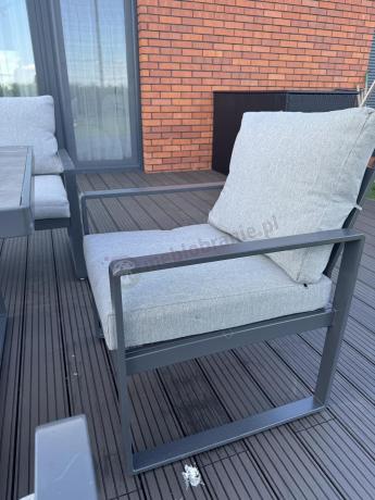 Meble ogrodowe dla 8 osób - sofy 175cm, fotele, szklany stół 160cm - Panaon Grande Elite LG