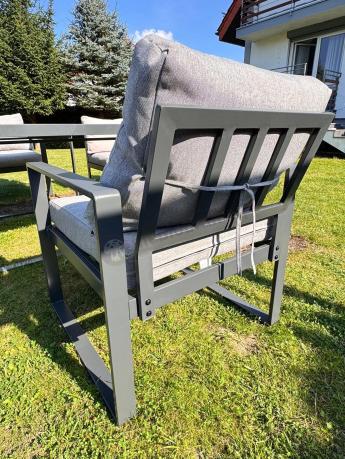 Meble ogrodowe dla 8 osób - sofy 175cm, fotele, szklany stół 160cm - Panaon Grande Elite LG