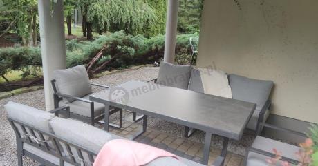 Meble ogrodowe dla 8 osób - sofy 175cm, fotele, szklany stół 160cm - Panaon Grande Elite LG