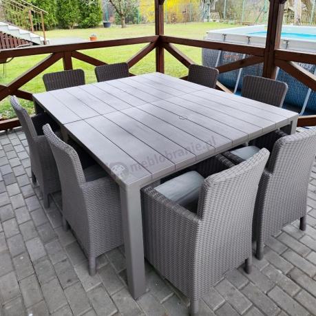 Meble ogrodowe dla 8 osób z dużym stołem Meblobranie TJD8 cappuccino