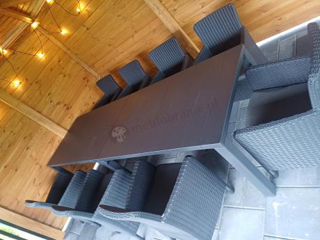 Meble ogrodowe dla 8 osób z dużym stołem Meblobranie TJD8 grafit