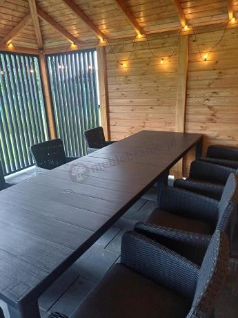 Meble ogrodowe dla 8 osób z dużym stołem Meblobranie TJD8 grafit