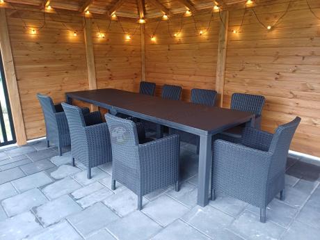 Meble ogrodowe dla 8 osób z dużym stołem Meblobranie TJD8 grafit