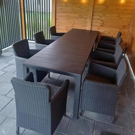 Meble ogrodowe dla 8 osób z dużym stołem Meblobranie TJD8 grafit