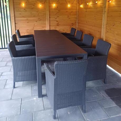 Meble ogrodowe dla 8 osób z dużym stołem Meblobranie TJD8 grafit