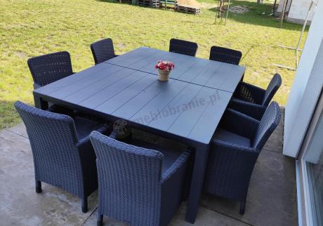 Meble ogrodowe dla 8 osób z dużym stołem Meblobranie TJD8 grafit