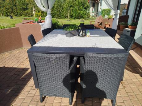 Meble ogrodowe dla 8 osób z dużym stołem Meblobranie TJD8 grafit