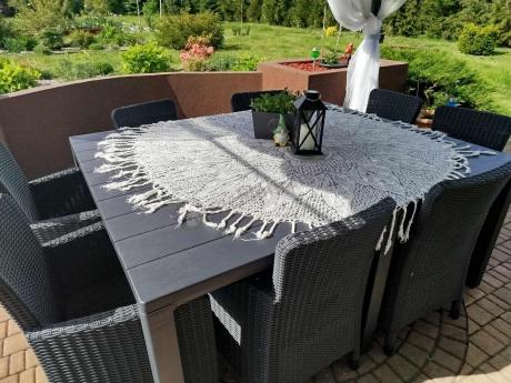 Meble ogrodowe dla 8 osób z dużym stołem Meblobranie TJD8 grafit