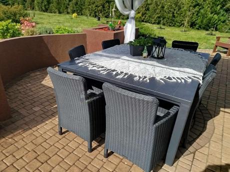 Meble ogrodowe dla 8 osób z dużym stołem Meblobranie TJD8 grafit