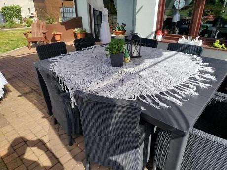 Meble ogrodowe dla 8 osób z dużym stołem Meblobranie TJD8 grafit