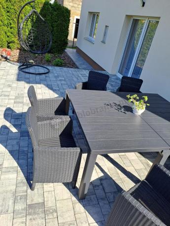 Meble ogrodowe dla 8 osób z dużym stołem Meblobranie TJD8 grafit