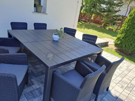 Meble ogrodowe dla 8 osób z dużym stołem Meblobranie TJD8 grafit