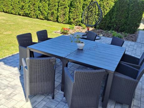 Meble ogrodowe dla 8 osób z dużym stołem Meblobranie TJD8 grafit