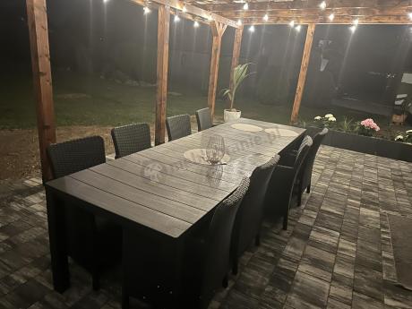 Meble ogrodowe dla 8 osób z dużym stołem Meblobranie TJD8 grafit