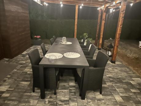 Meble ogrodowe dla 8 osób z dużym stołem Meblobranie TJD8 grafit