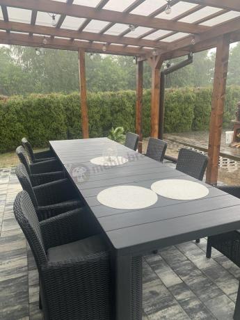 Meble ogrodowe dla 8 osób z dużym stołem Meblobranie TJD8 grafit