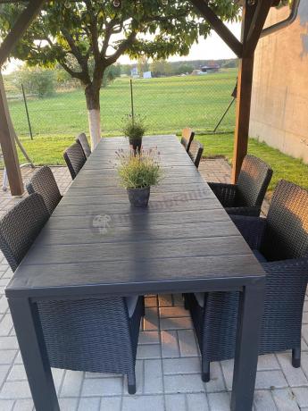 Meble ogrodowe dla 8 osób z dużym stołem Meblobranie TJD8 grafit