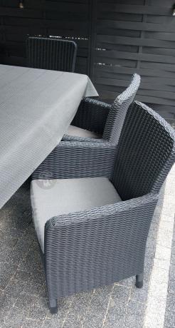 Meble ogrodowe dla 8 osób z dużym stołem Meblobranie TJD8 grafit