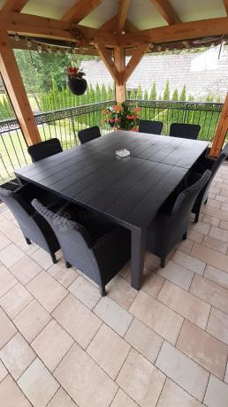 Meble ogrodowe dla 8 osób z dużym stołem Meblobranie TJD8 grafit