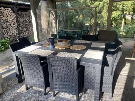 Meble ogrodowe dla 8 osób z dużym stołem Meblobranie TJD8 grafit