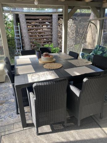 Meble ogrodowe dla 8 osób z dużym stołem Meblobranie TJD8 grafit