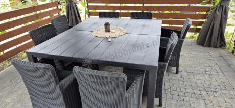Meble ogrodowe dla 8 osób z dużym stołem Meblobranie TJD8 grafit