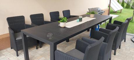 Meble ogrodowe dla 8 osób z dużym stołem Meblobranie TJD8 grafit