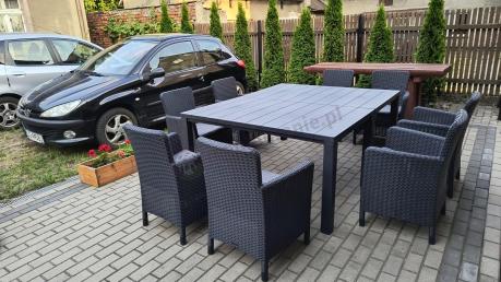 Meble ogrodowe dla 8 osób z dużym stołem Meblobranie TJD8 grafit