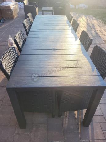 Meble ogrodowe dla 8 osób z dużym stołem Meblobranie TJD8 grafit