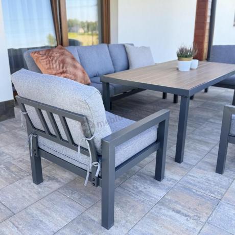Meble ogrodowe dla 8 osób z wysokim stołem - aluminium- Calamba Grande - Grey