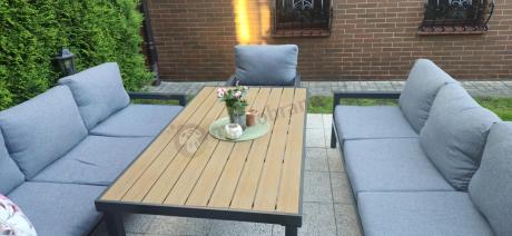 Meble ogrodowe dla 8 osób z wysokim stołem - aluminium- Calamba Grande - Grey