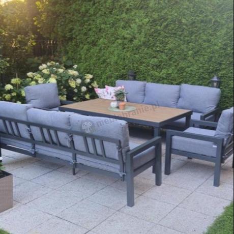 Meble ogrodowe dla 8 osób z wysokim stołem - aluminium- Calamba Grande - Grey