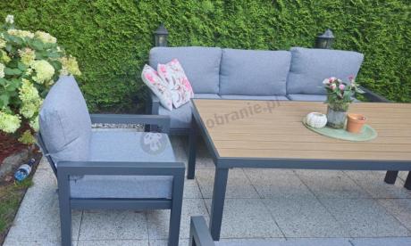 Meble ogrodowe dla 8 osób z wysokim stołem - aluminium- Calamba Grande - Grey