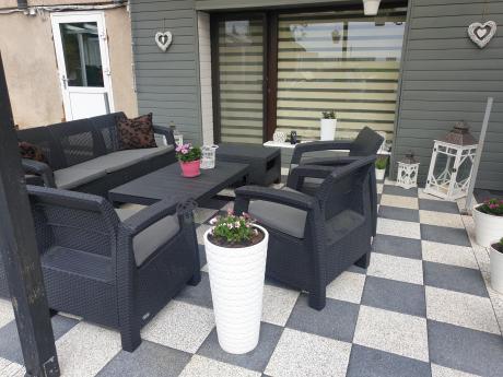 Meble Ogrodowe Meblobranie CTL7 z podnoszonym stolikiem Grafit