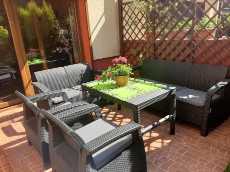 Meble Ogrodowe Meblobranie CTL7 z podnoszonym stolikiem Grafit