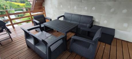 Meble Ogrodowe Meblobranie CTL7 z podnoszonym stolikiem Grafit