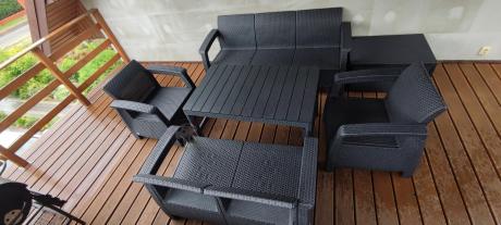 Meble Ogrodowe Meblobranie CTL7 z podnoszonym stolikiem Grafit