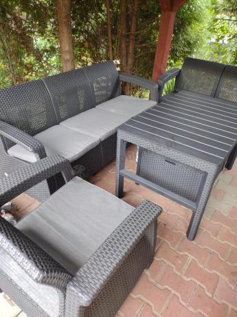 Meble Ogrodowe Meblobranie CTL7 z podnoszonym stolikiem Grafit